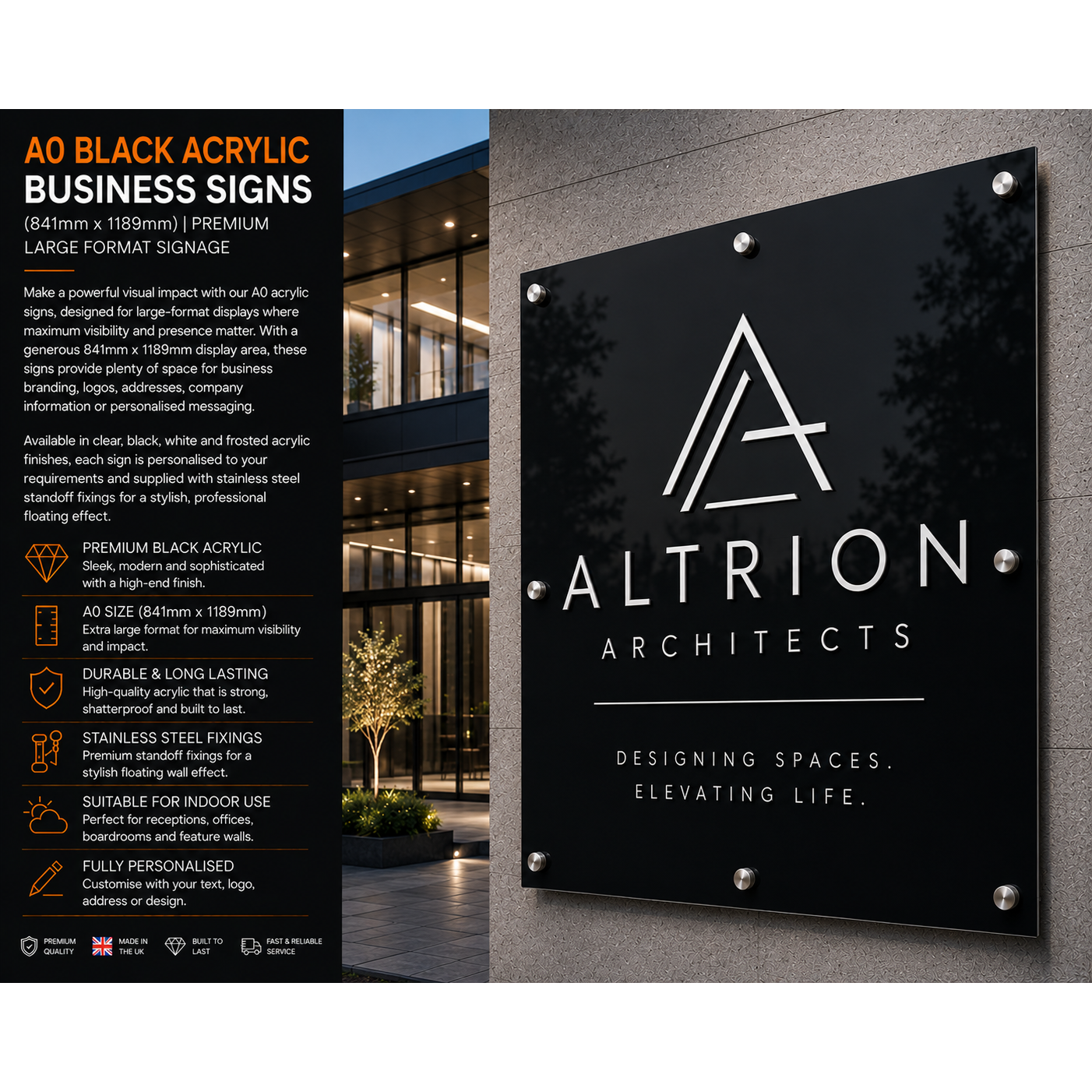Personalised A0 Acrylic Sign 841mm x 1181mm
