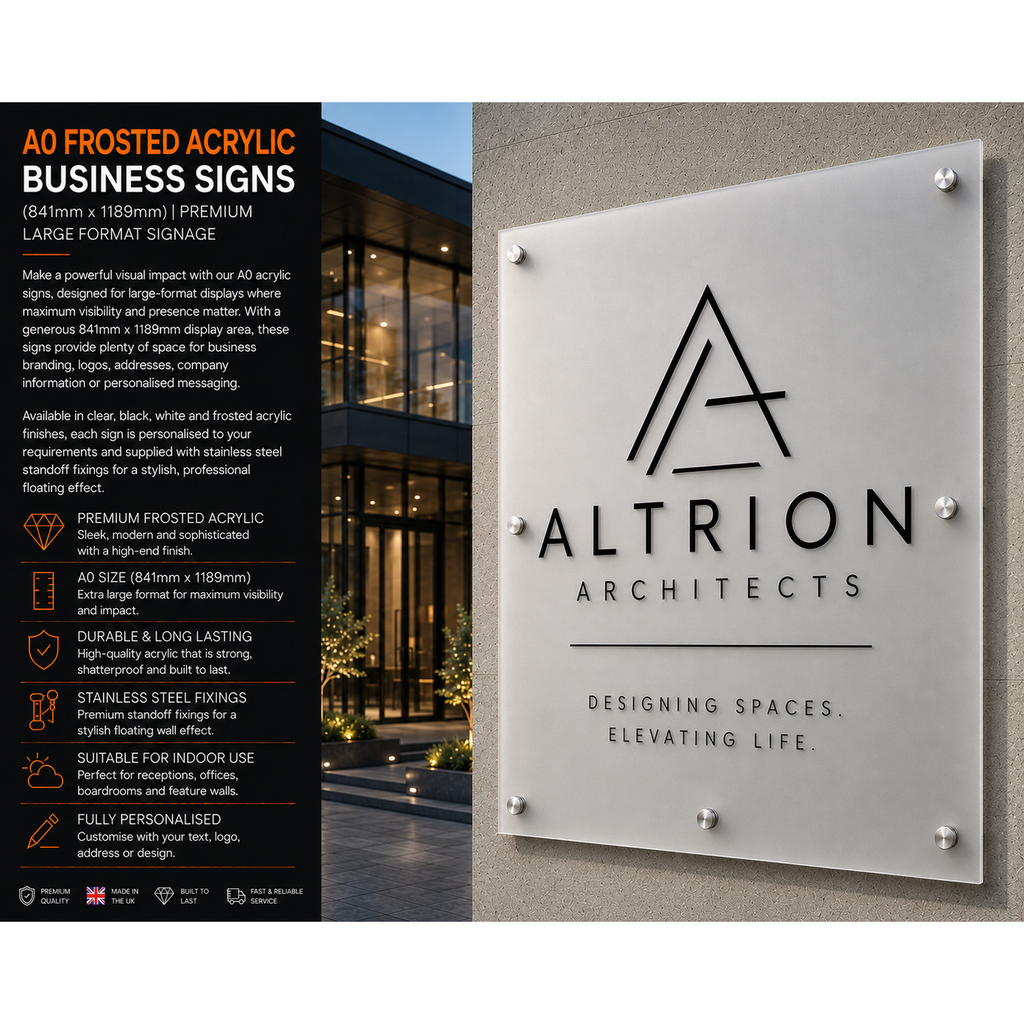 Personalised A0 Acrylic Sign 841mm x 1181mm