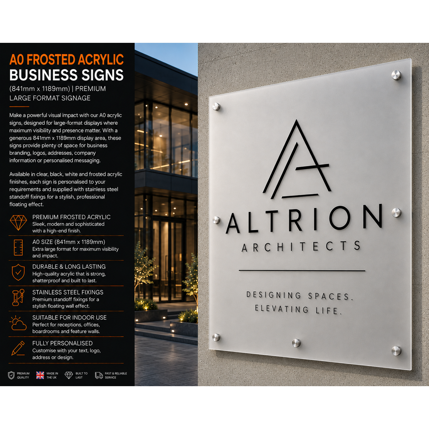 Personalised A0 Acrylic Sign 841mm x 1181mm