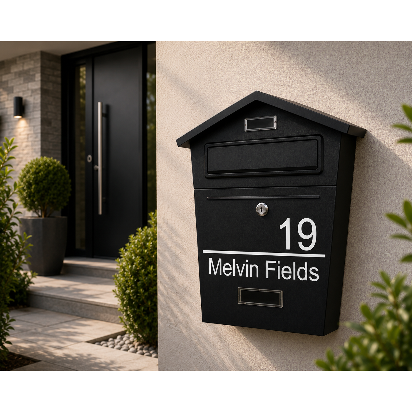Modern Wall Mounted Mailbox | Personalised Secure Post Box | Multiple Colours