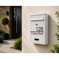 Personalised White Steel Wall Mounted Post Box