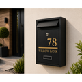 Personalised Black Steel Wall Mounted Post Box