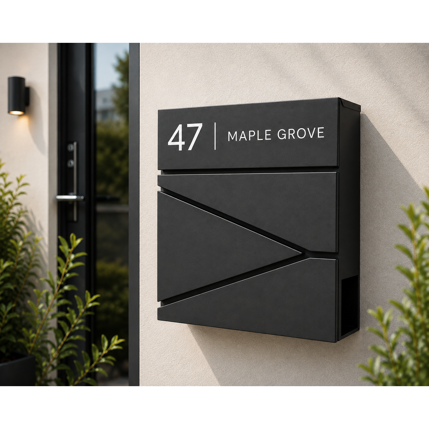 Personalised Modern Geometric Wall Mounted Post Box | Contemporary Lockable Mailbox