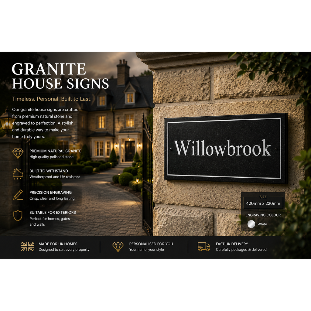 Personalised Black Granite Sign 420mm x 220mm