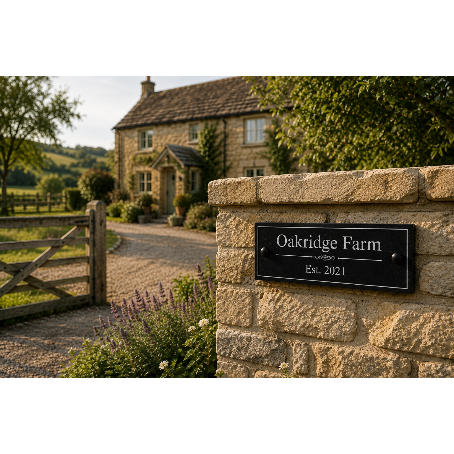 Personalised Black Granite Sign 300mm x 150mm