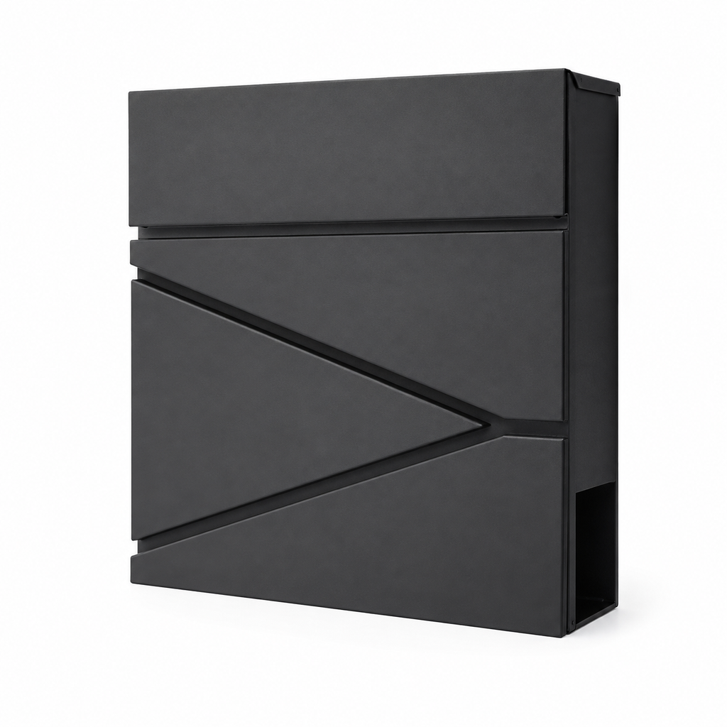 Personalised Modern Geometric Wall Mounted Post Box | Contemporary Lockable Mailbox