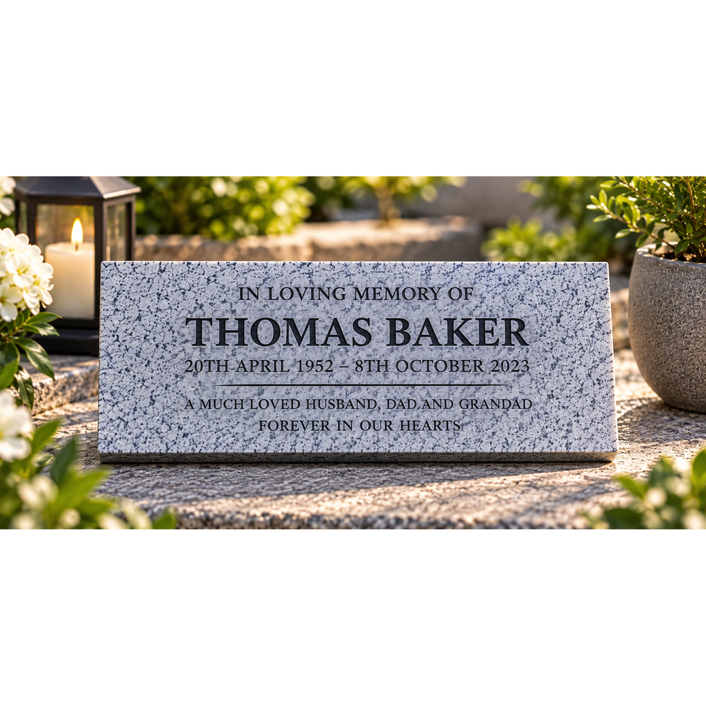 Personalised Silver Grey Memorial Plaque – 300mm × 150mm