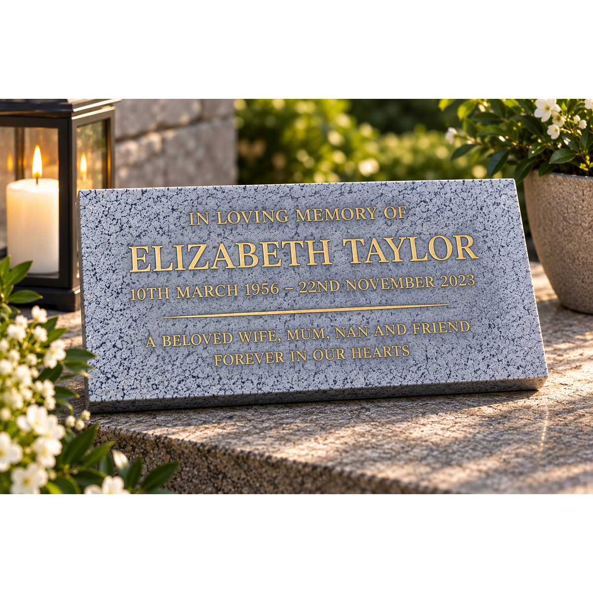 Personalised Silver Grey Memorial Plaque – 300mm × 150mm