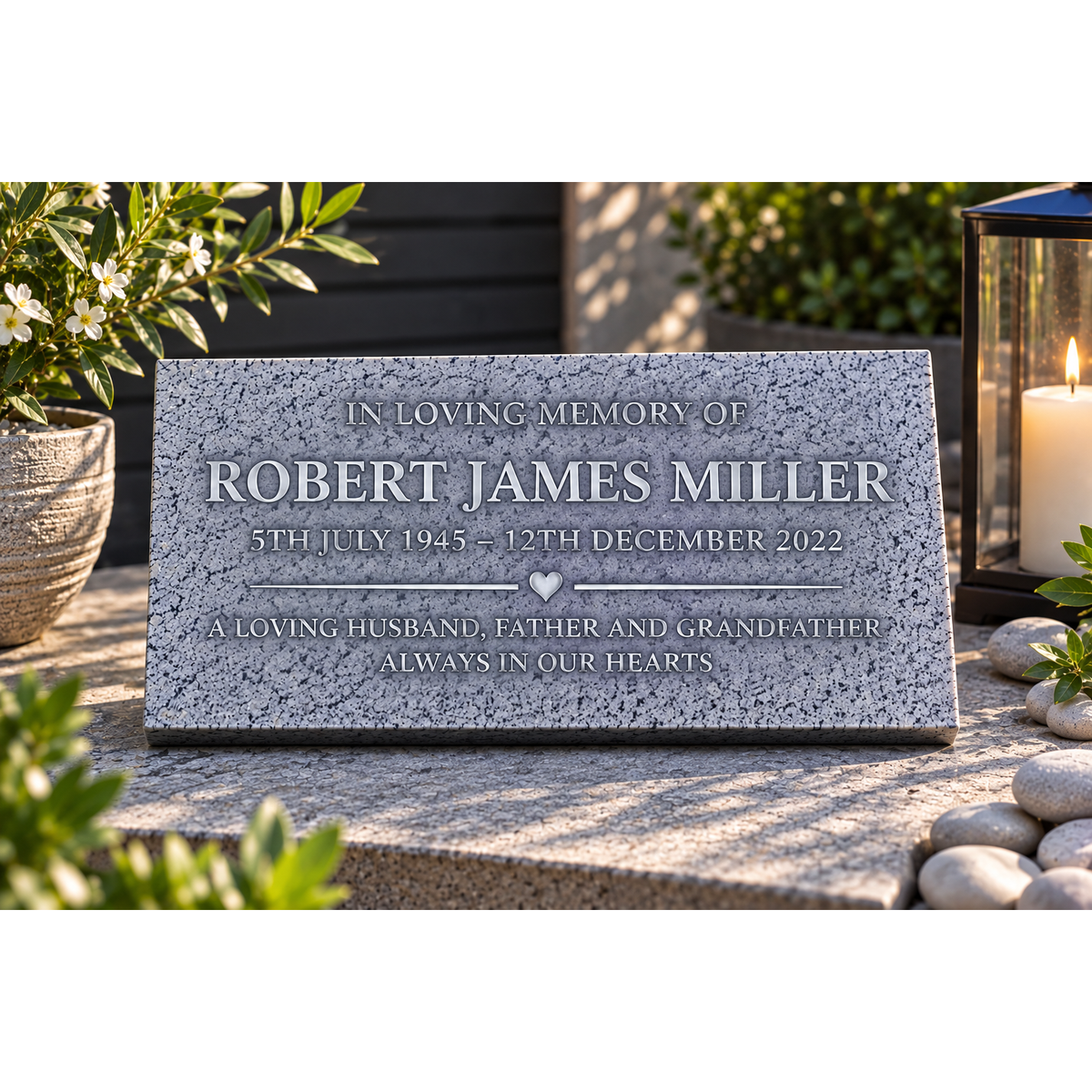 Personalised Silver Grey Memorial Plaque – 300mm × 150mm