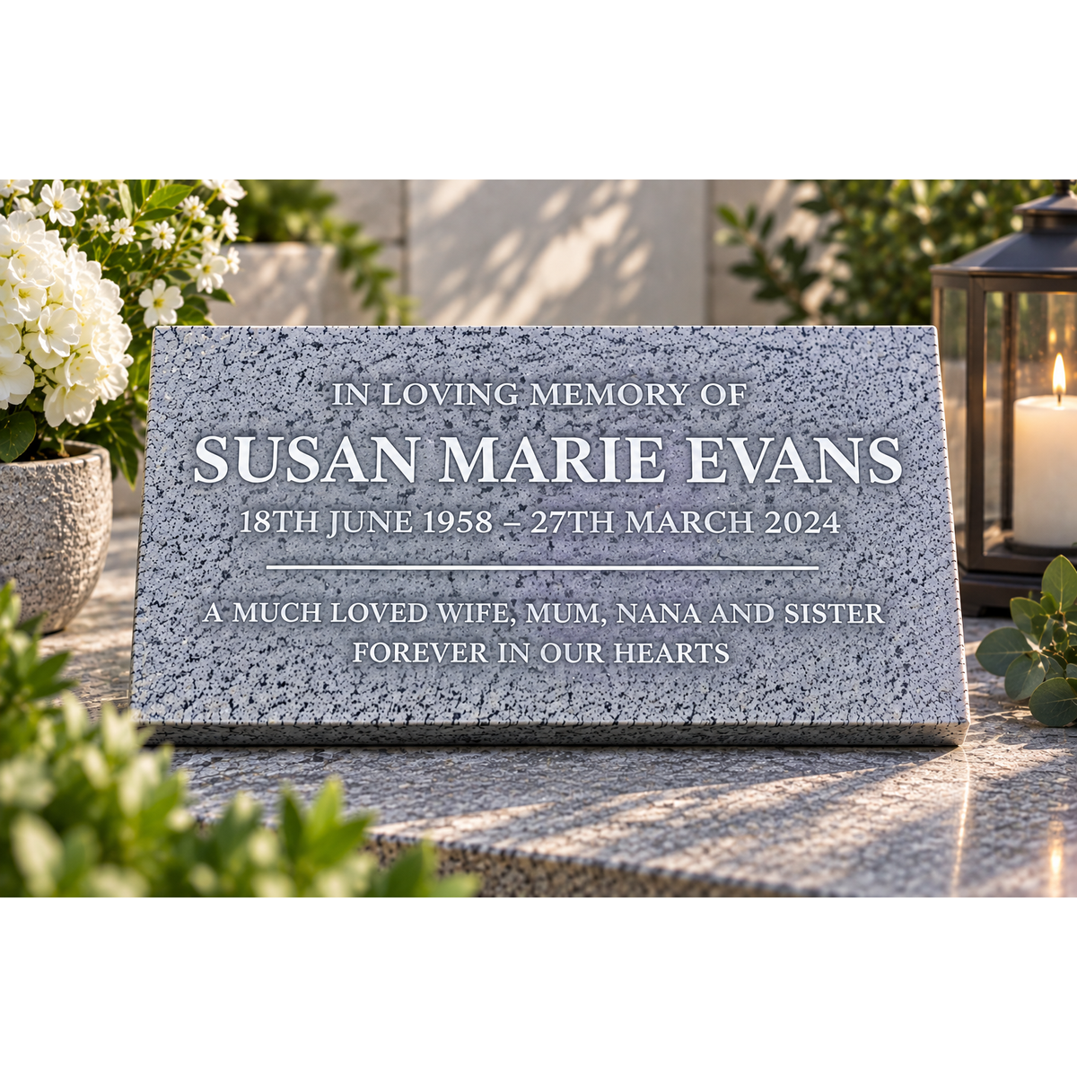 Personalised Silver Grey Memorial Plaque – 300mm × 150mm