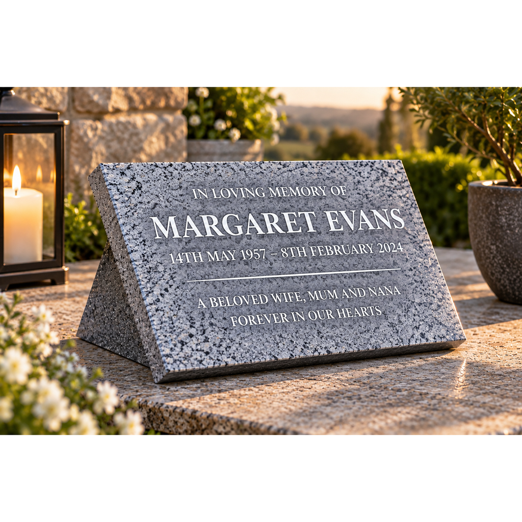 Personalised Silver Grey Memorial Plaque – 300mm × 150mm