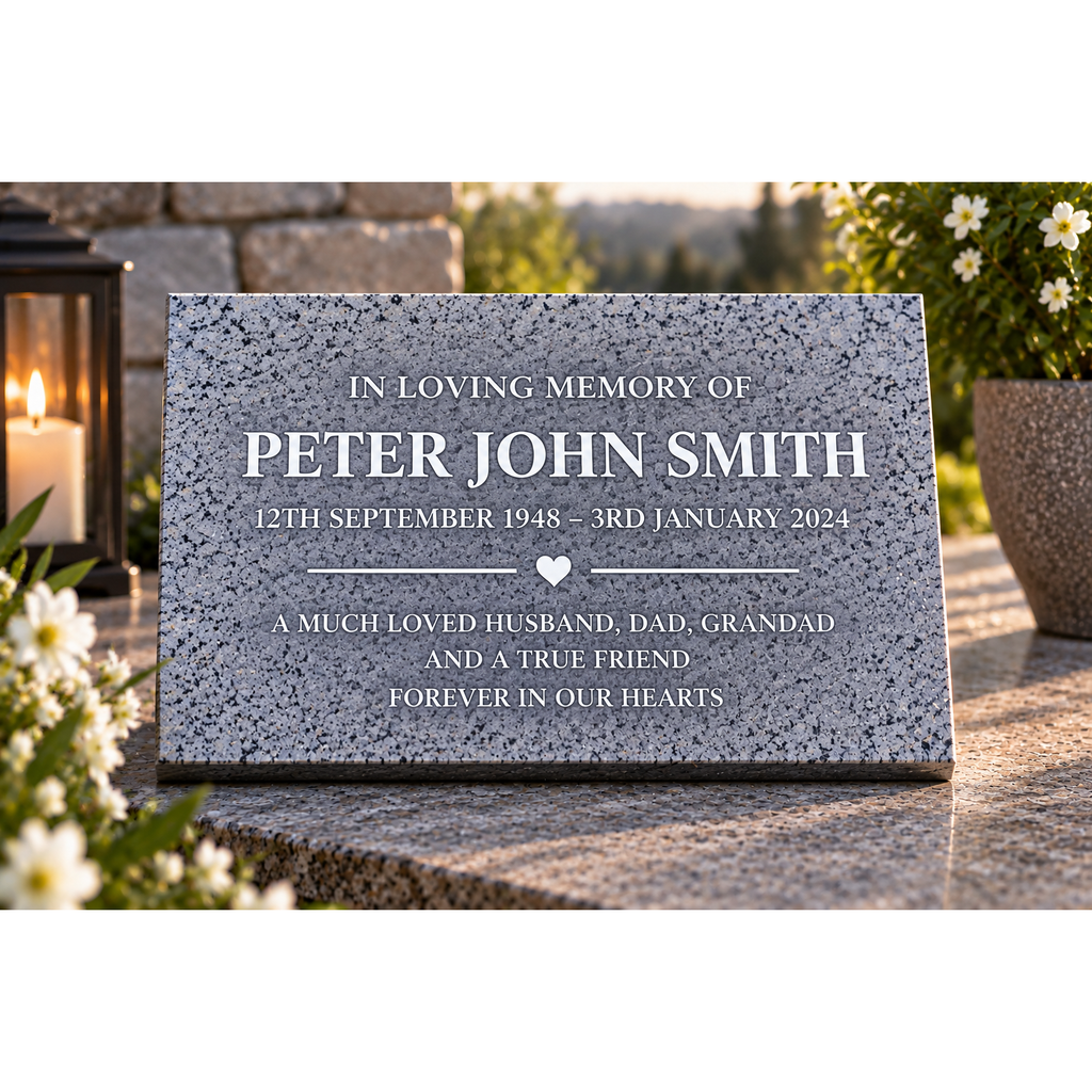 Personalised Silver Grey Memorial Plaque – 300mm × 200mm