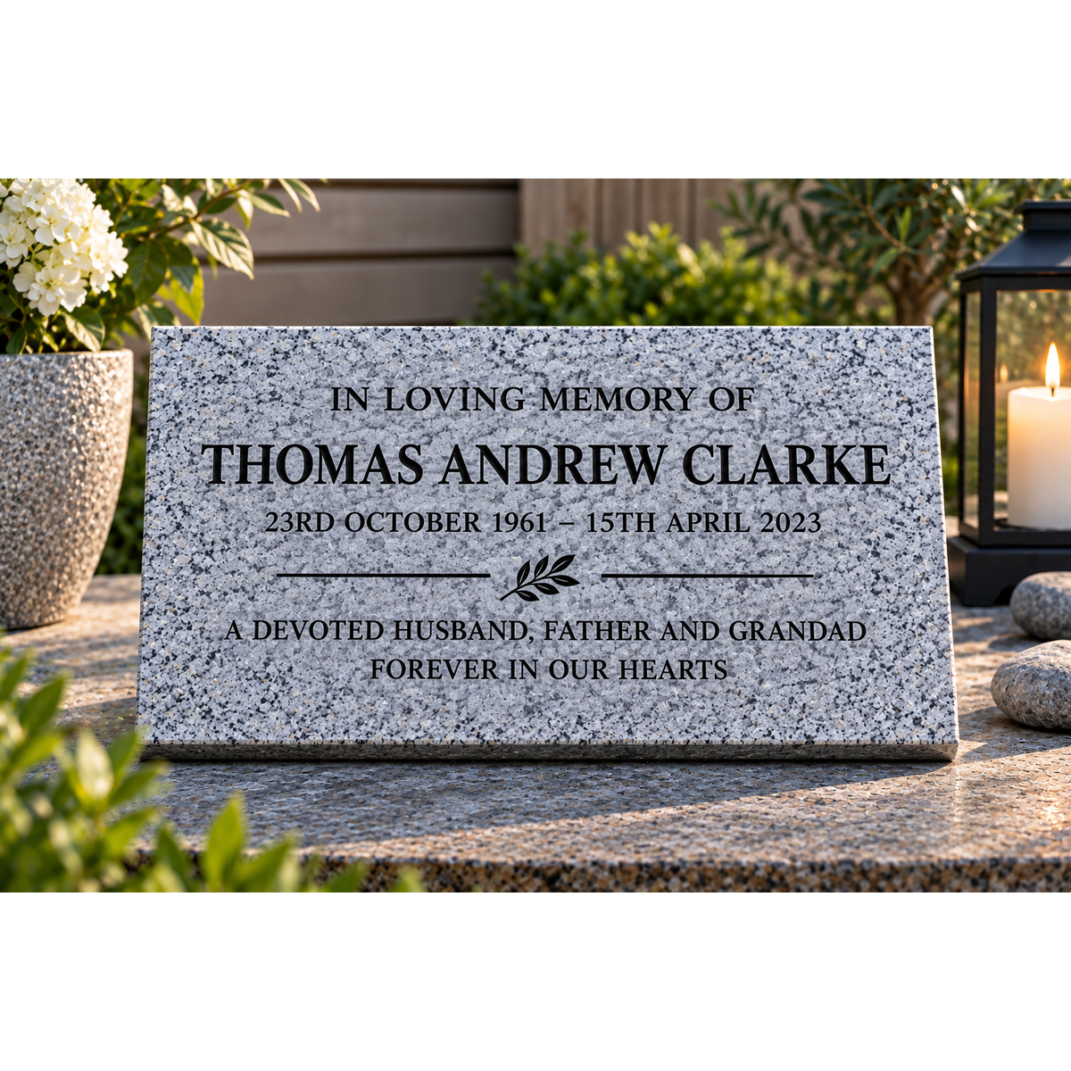 Personalised Silver Grey Memorial Plaque – 300mm × 200mm