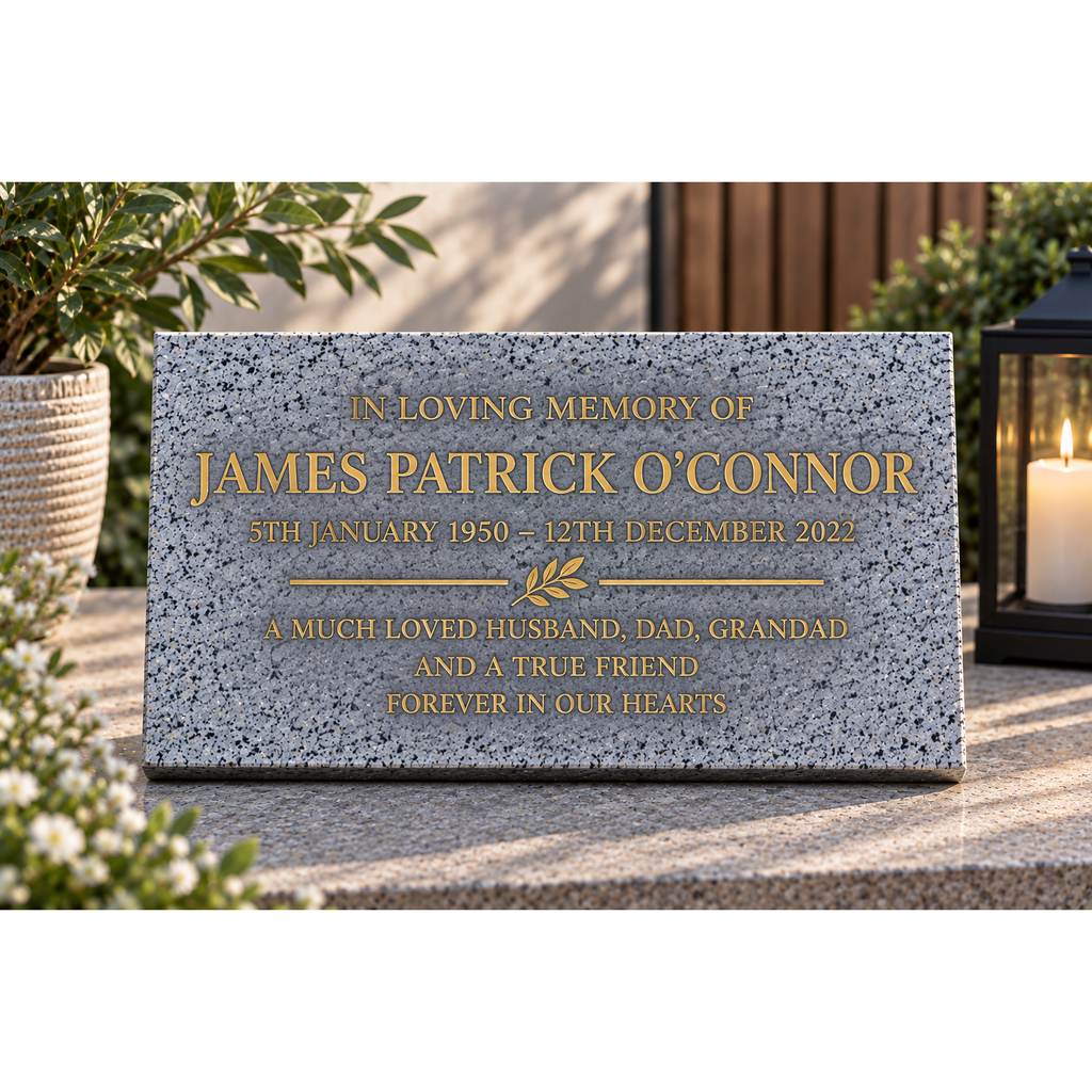 Personalised Silver Grey Memorial Plaque – 300mm × 200mm