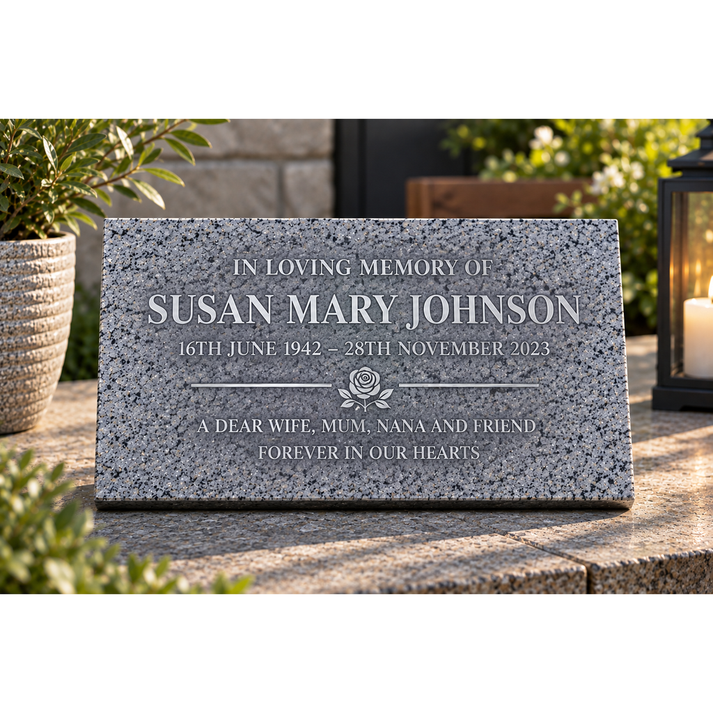 Personalised Silver Grey Memorial Plaque – 300mm × 200mm
