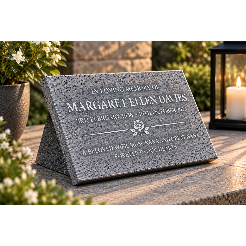 Personalised Silver Grey Memorial Plaque – 300mm × 200mm