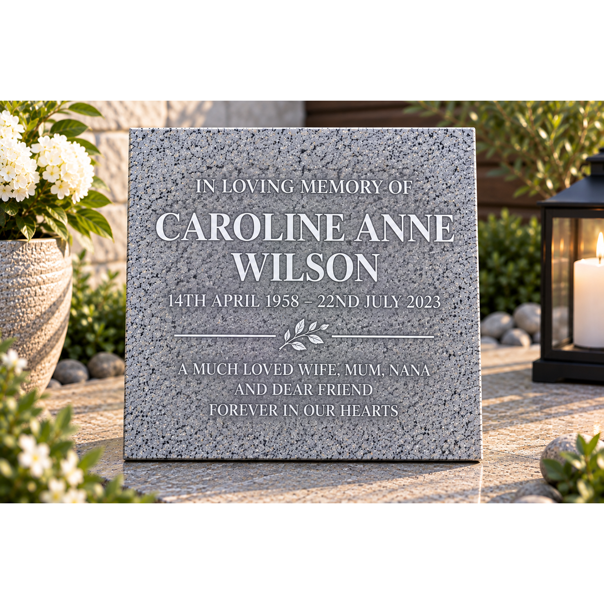 Personalised Silver Grey Memorial Plaque – 300mm × 300mm