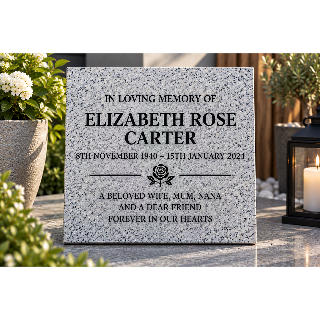 Personalised Silver Grey Memorial Plaque – 300mm × 300mm