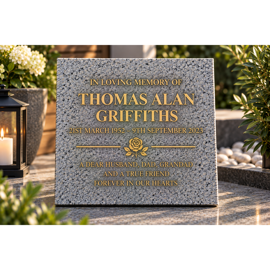 Personalised Silver Grey Memorial Plaque – 300mm × 300mm