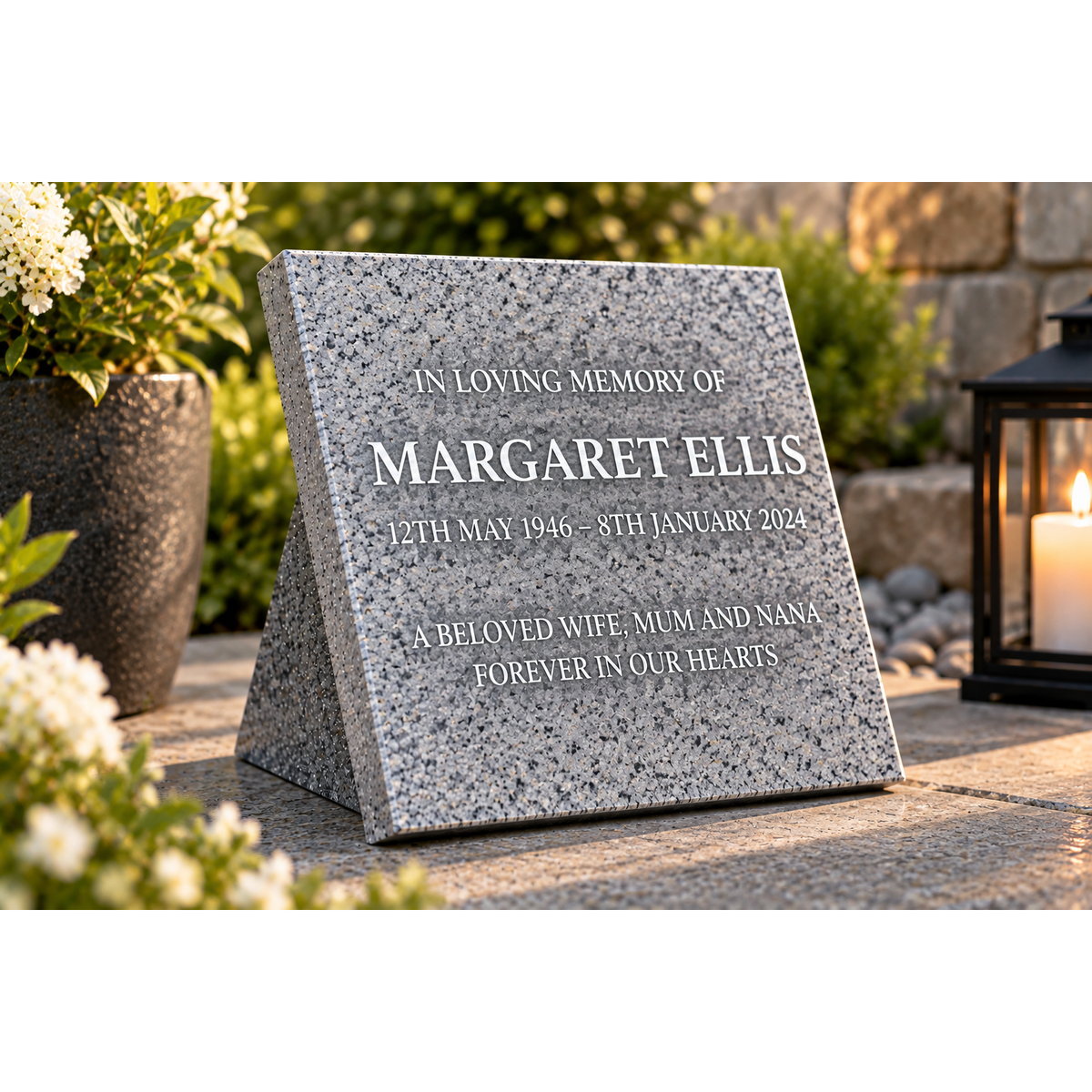 Personalised Silver Grey Memorial Plaque – 300mm × 300mm