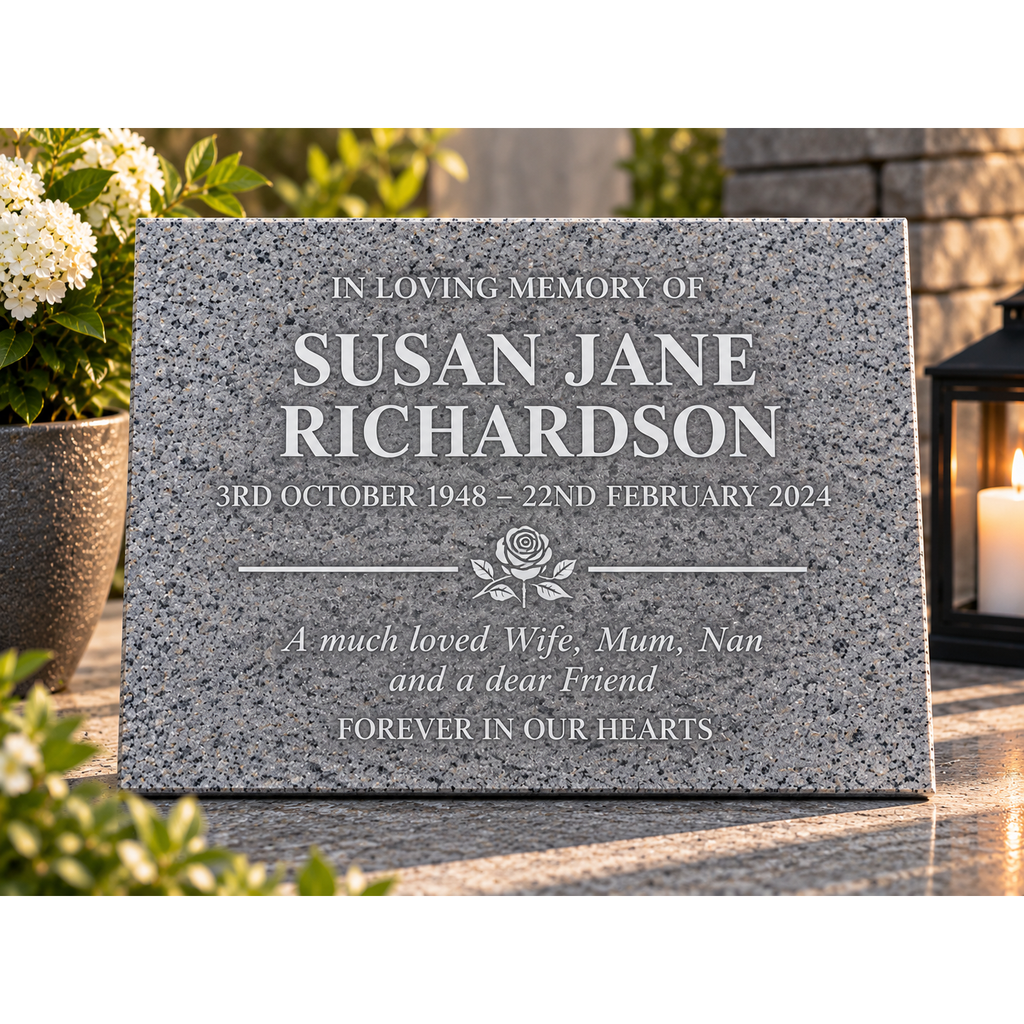 Personalised Silver Grey Memorial Plaque – 300mm × 400mm