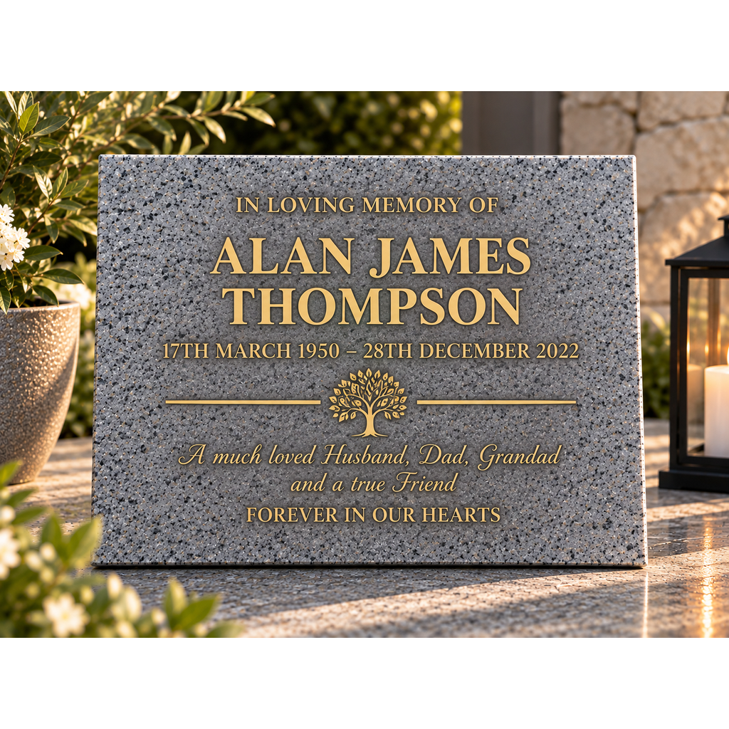 Personalised Silver Grey Memorial Plaque – 300mm × 400mm