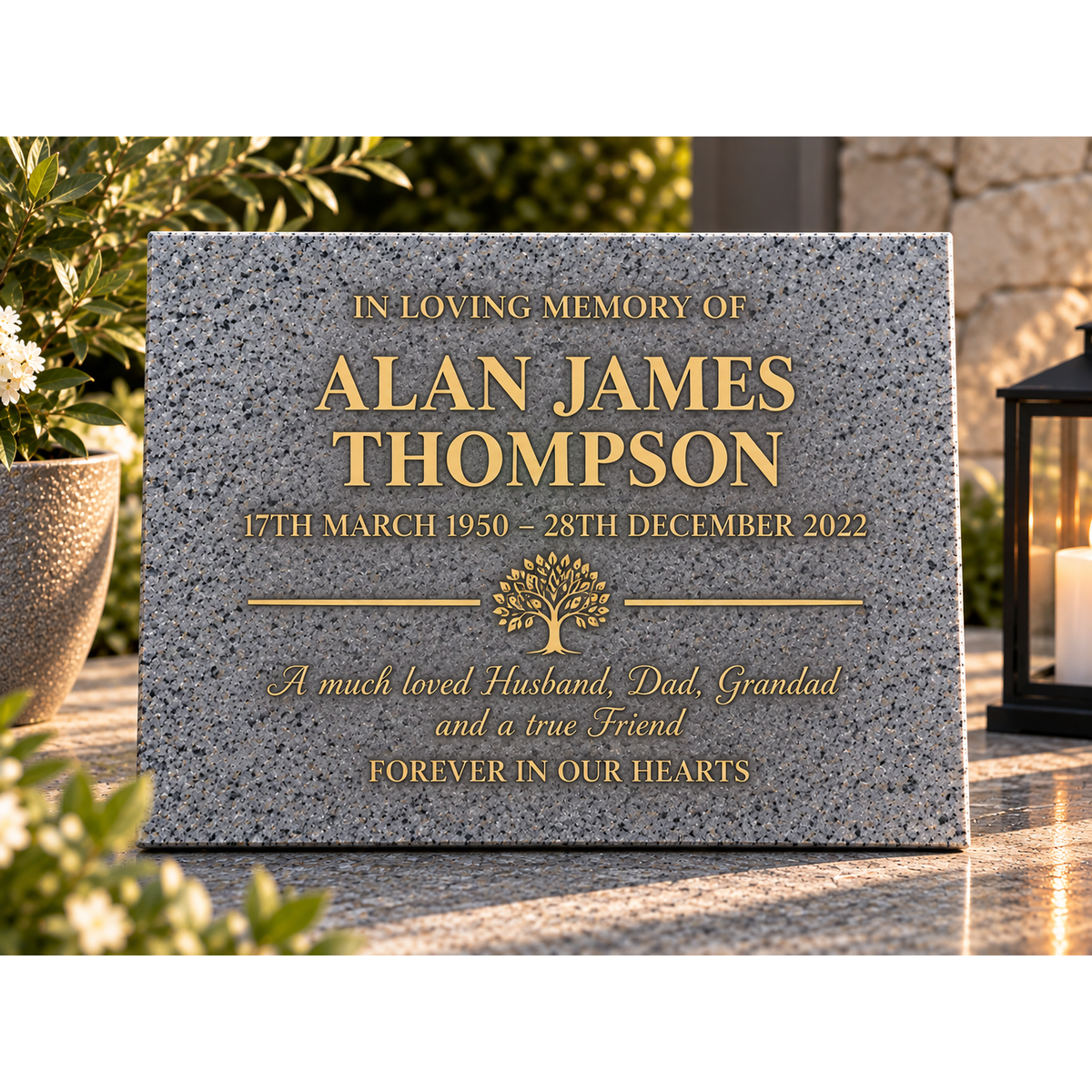 Personalised Silver Grey Memorial Plaque – 300mm × 400mm