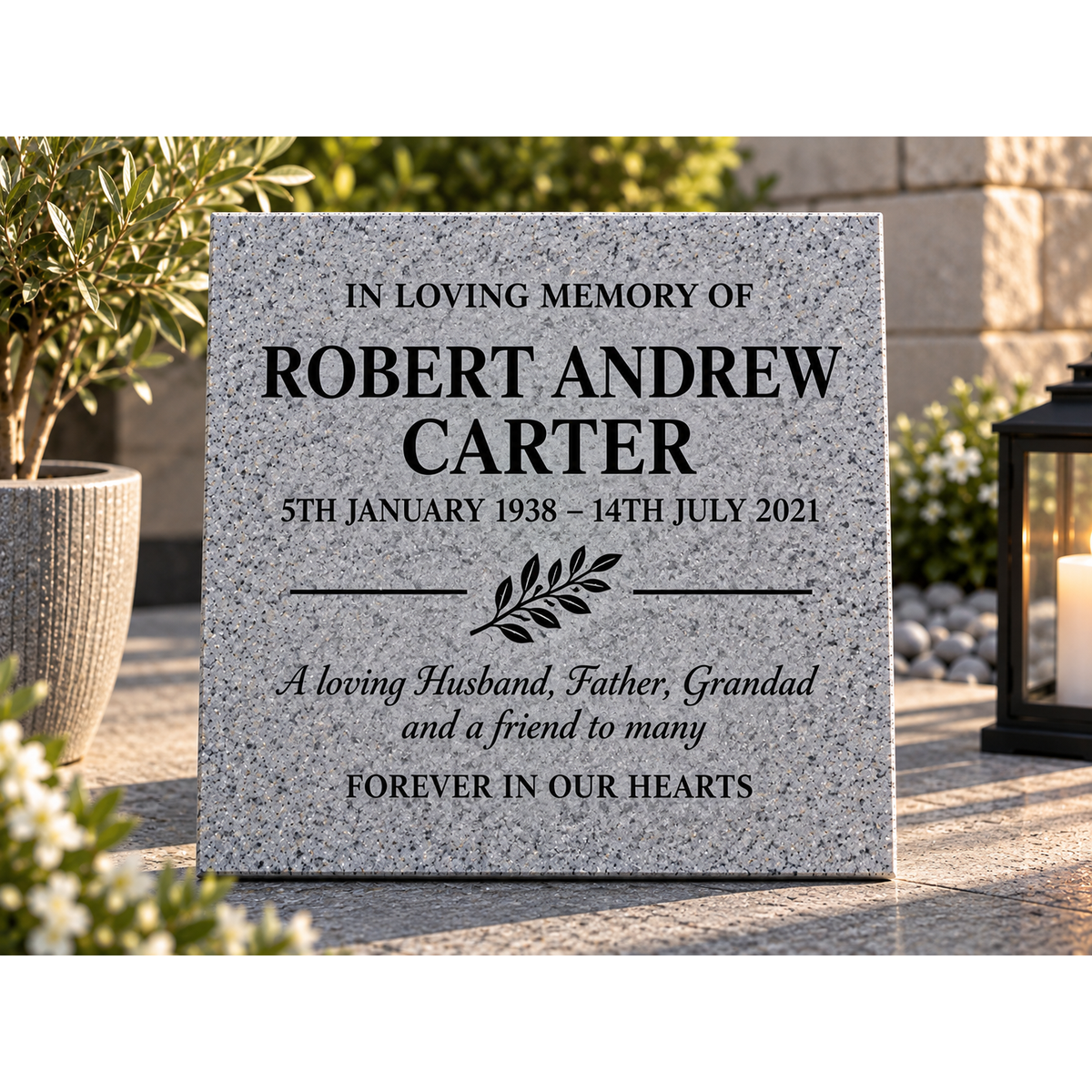 Personalised Silver Grey Memorial Plaque – 300mm × 400mm