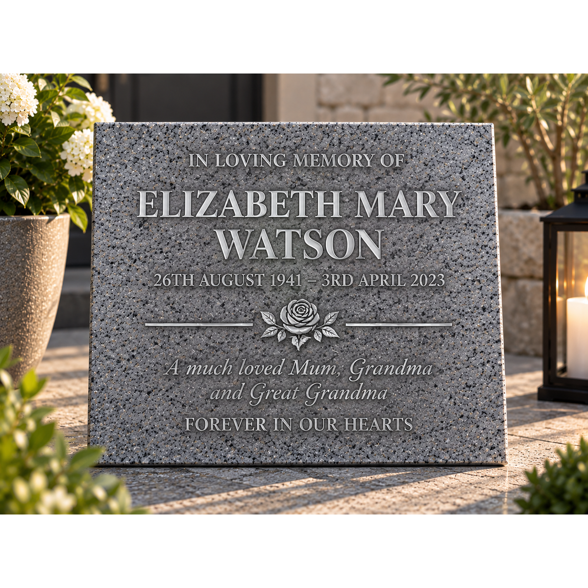 Personalised Silver Grey Memorial Plaque – 300mm × 400mm