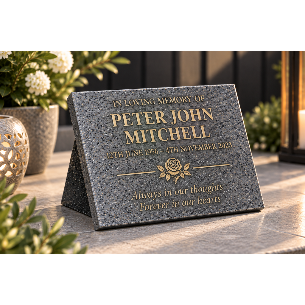 Personalised Silver Grey Memorial Plaque – 300mm × 400mm