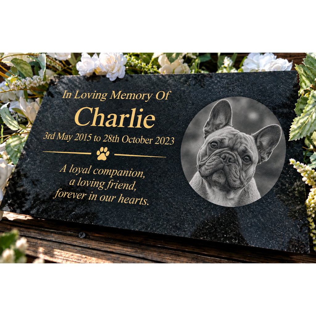 Personalised Pet Memorial Black Granite Sign 300mm x 200mm
