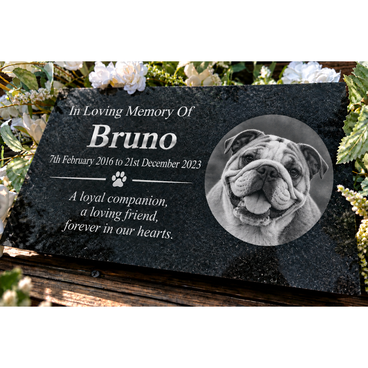 Personalised Pet Memorial Black Granite Sign 300mm x 200mm