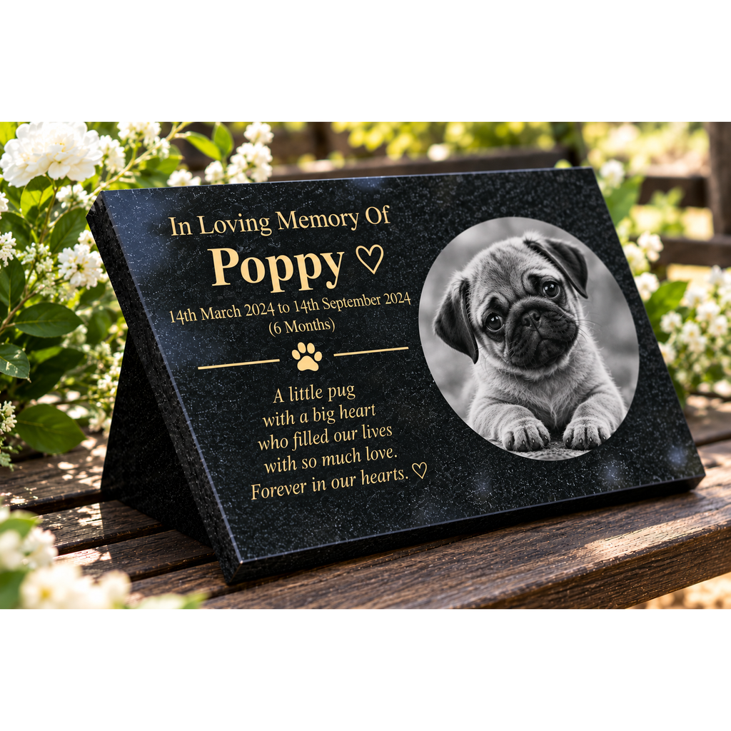 Personalised Pet Memorial Black Granite Sign 300mm x 200mm