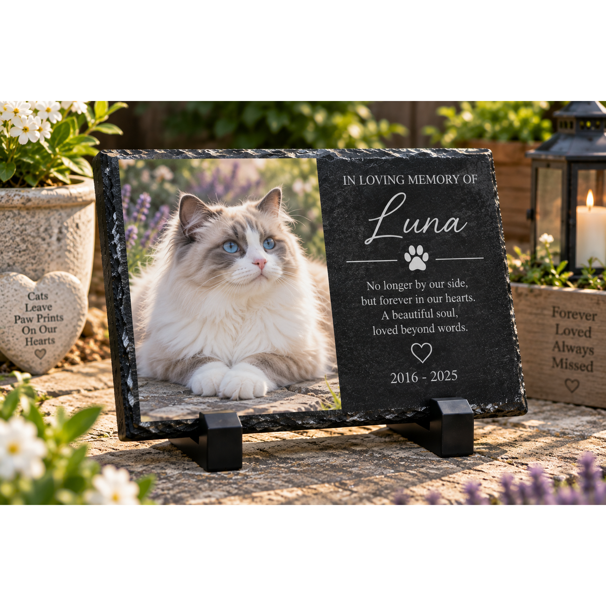 Personalised Pet Memorial Granite Stone – Photo & Engraved 100mm x 190mm