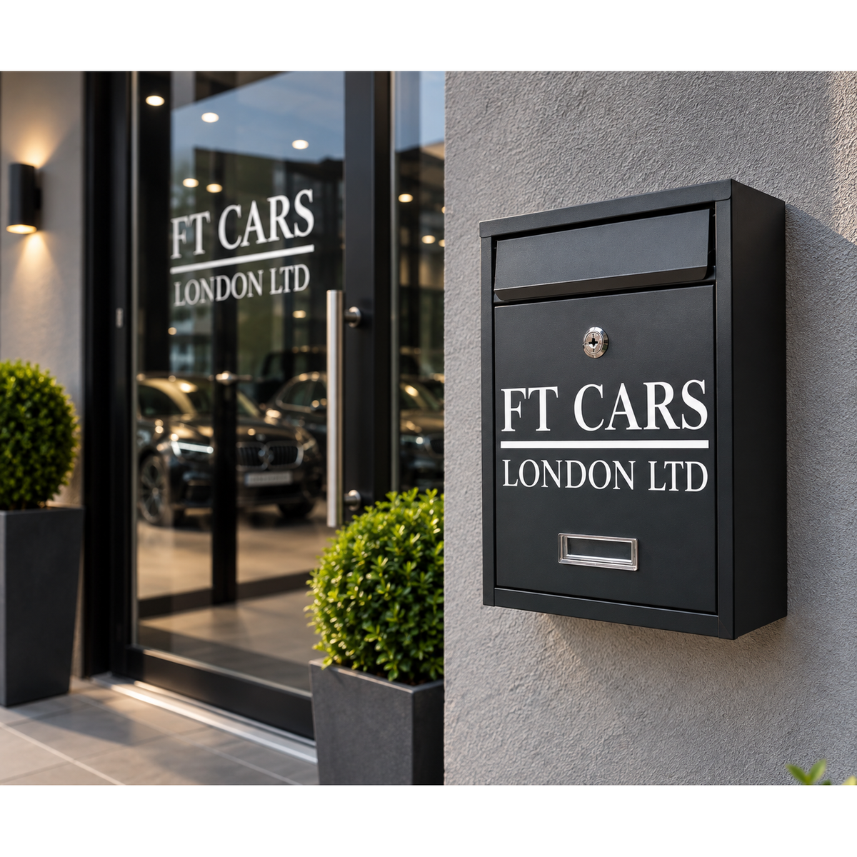 Personalised Black Steel Wall Mounted Post Box