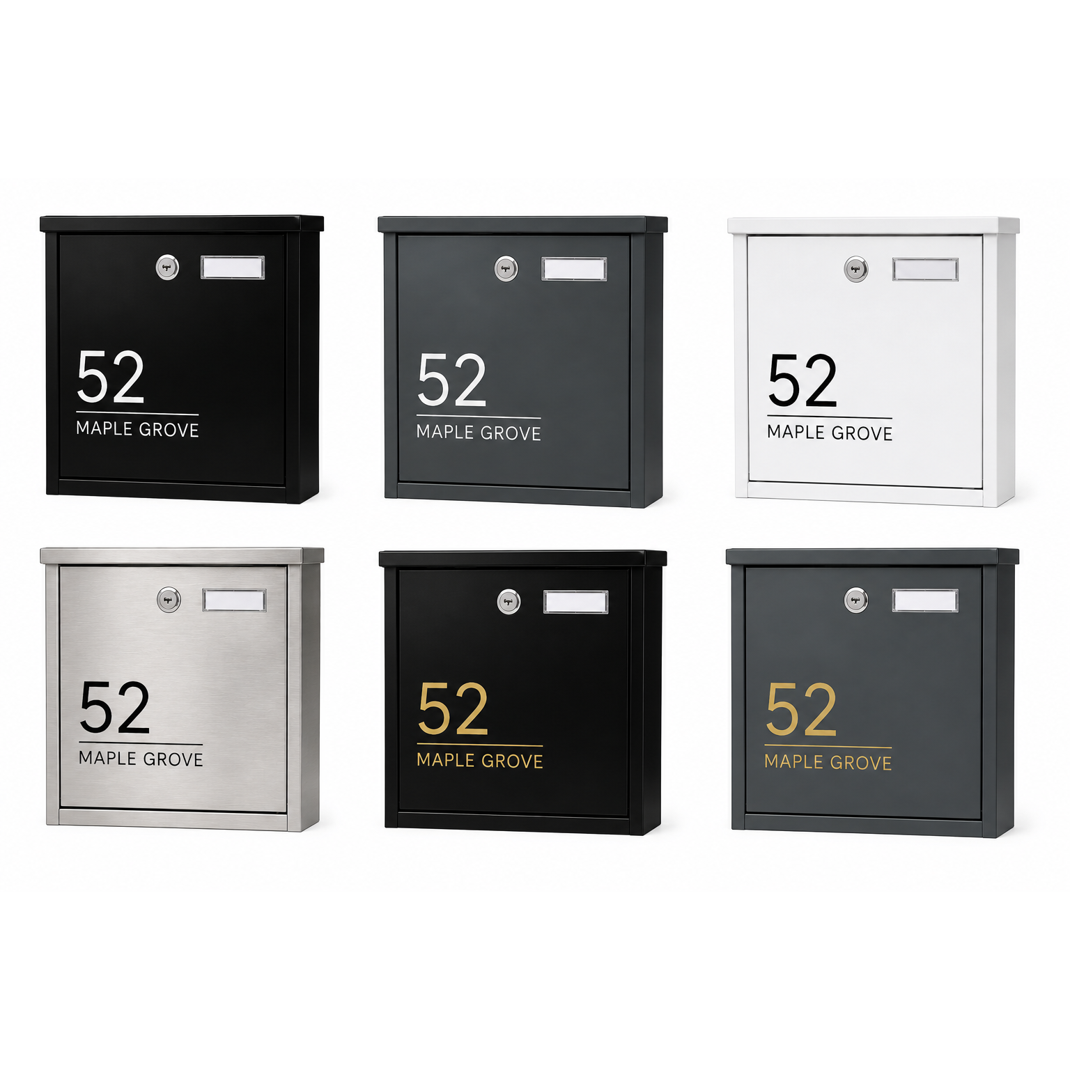 Personalised Wall Mounted Post Box | Modern Lockable Mailbox | Multiple Colours