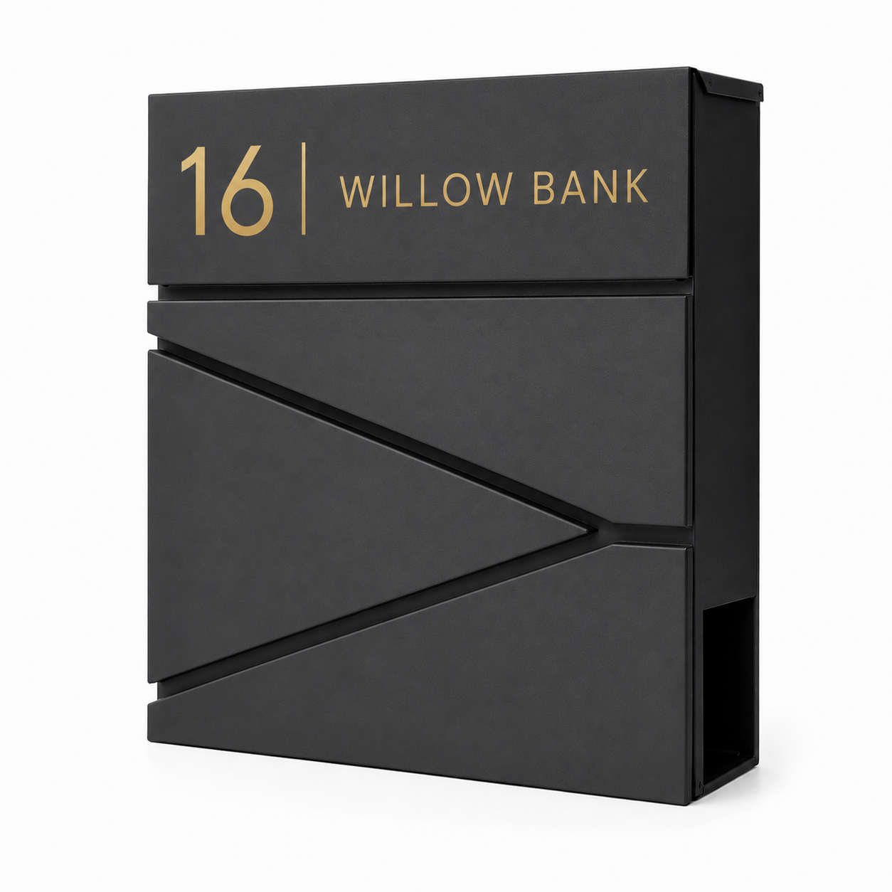 Personalised Modern Geometric Wall Mounted Post Box | Contemporary Lockable Mailbox