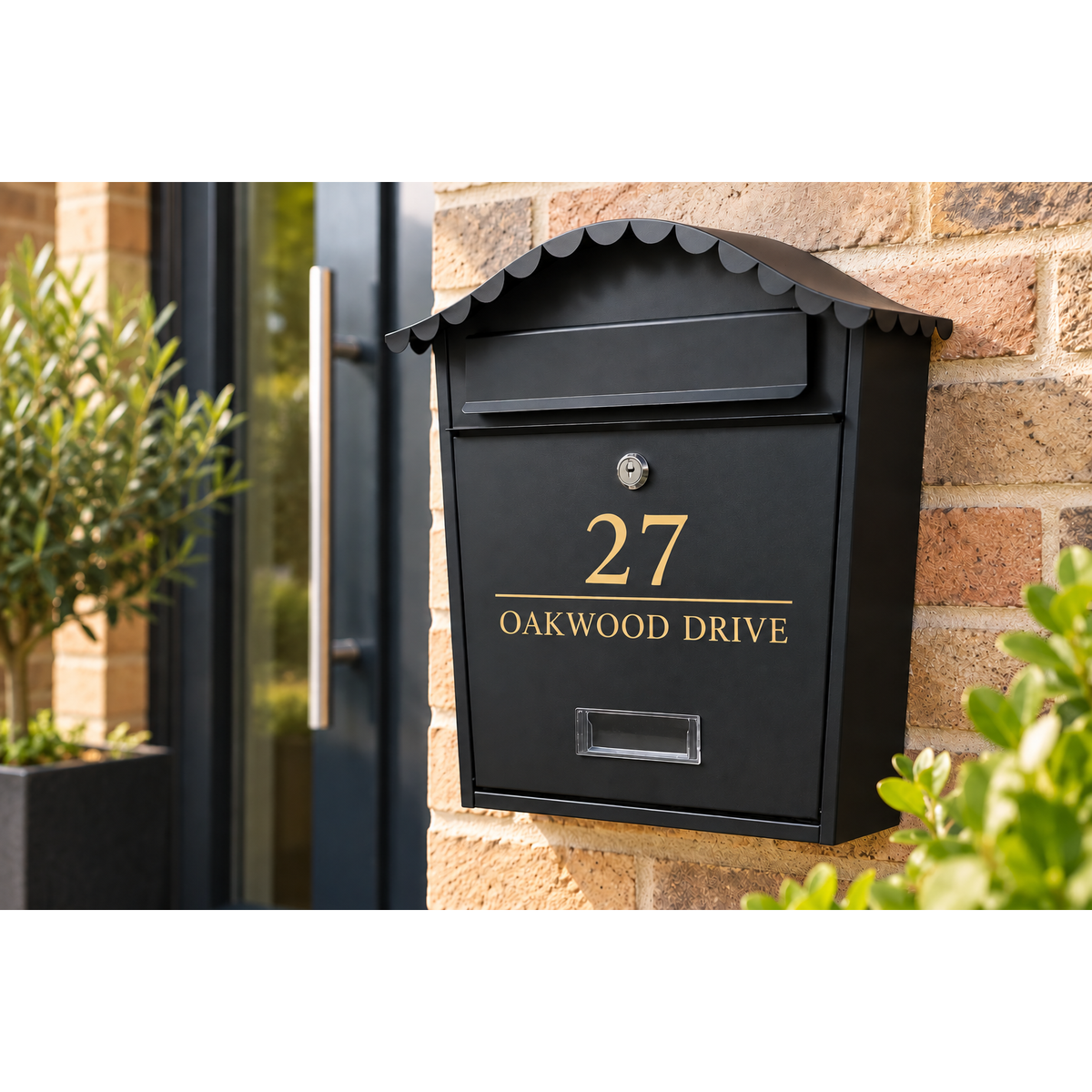 Personalised Black Metal Wall Mounted Post Box – Outdoor Letterbox