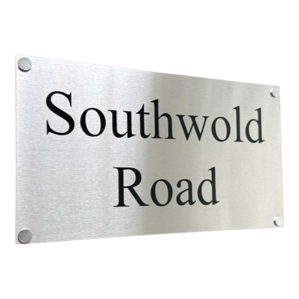 Personalised Stainless Steel Sign 325mm x 180mm BK Signs
