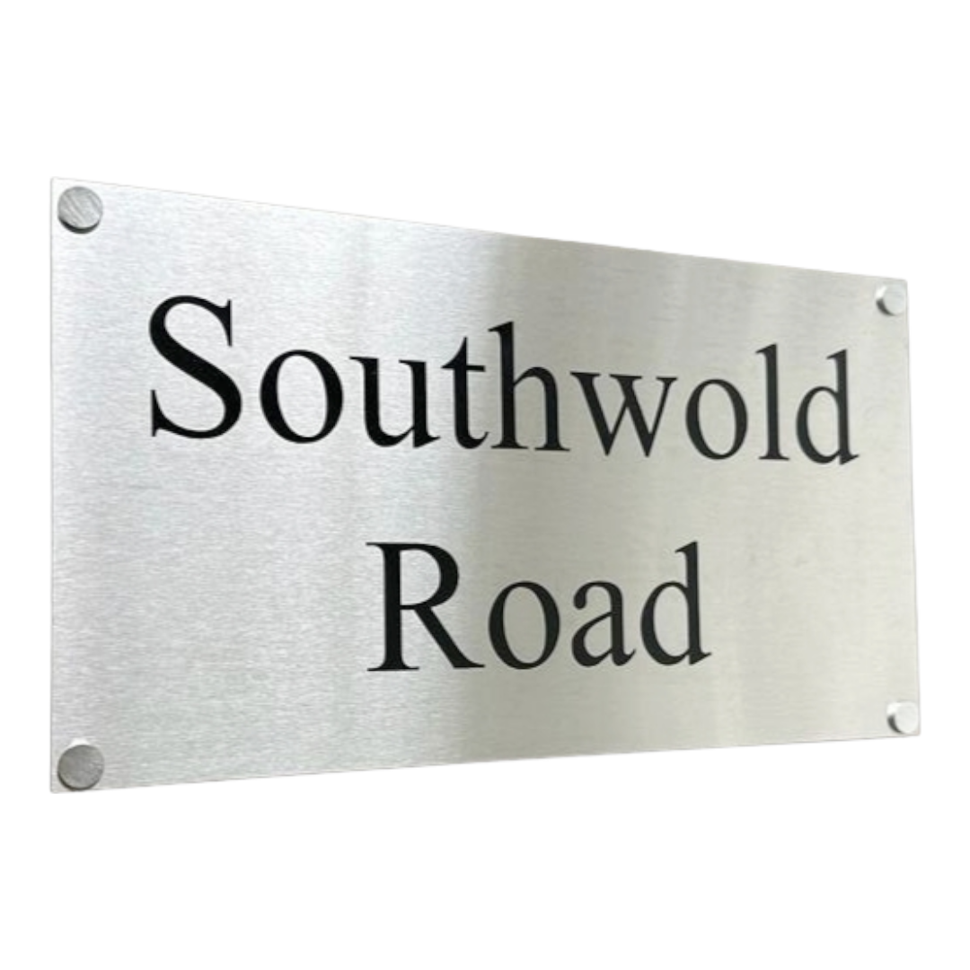 Personalised Stainless Steel Sign 300mm x 90mm BK Signs