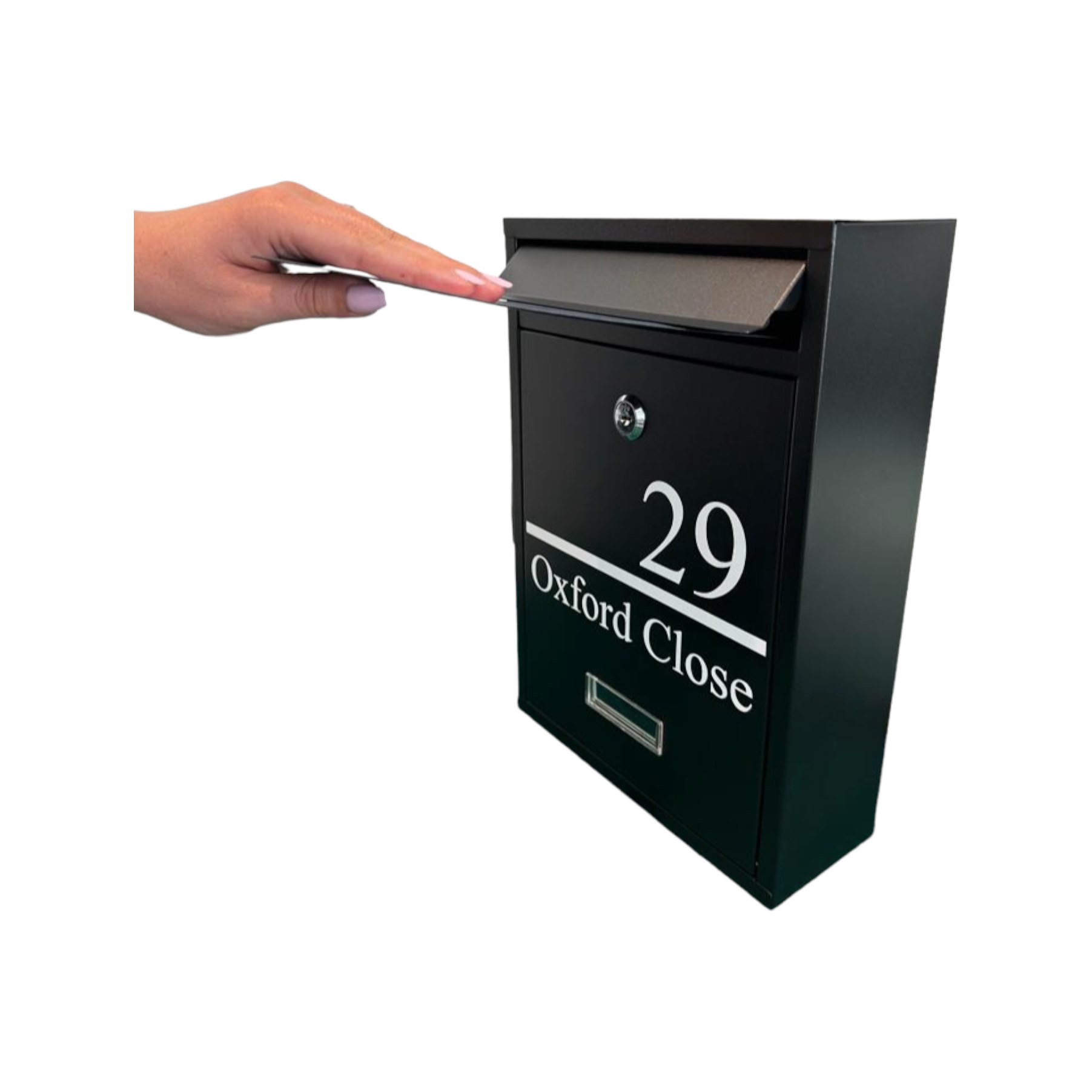 Personalised Black Steel Wall Mounted Post Box
