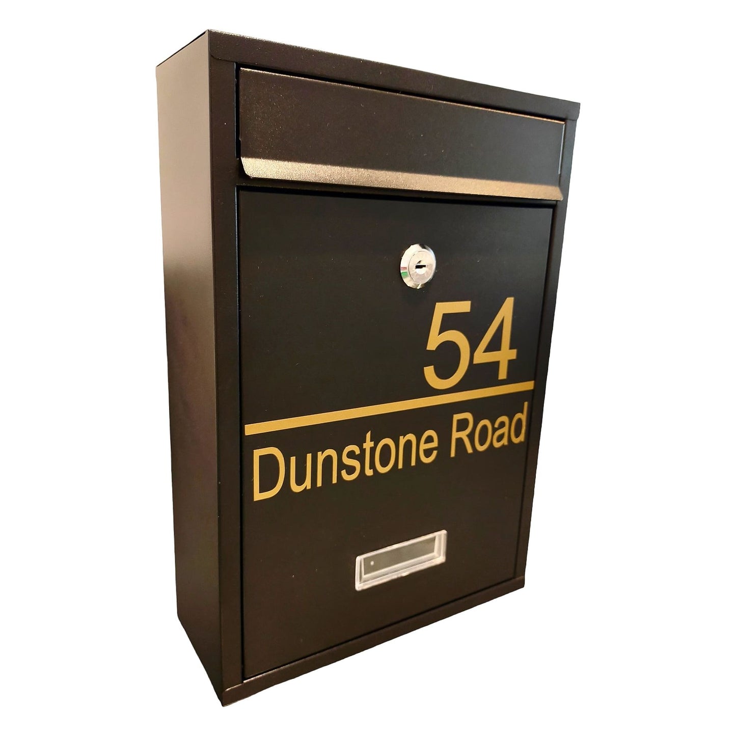 Personalised Black Steel Wall Mounted Post Box