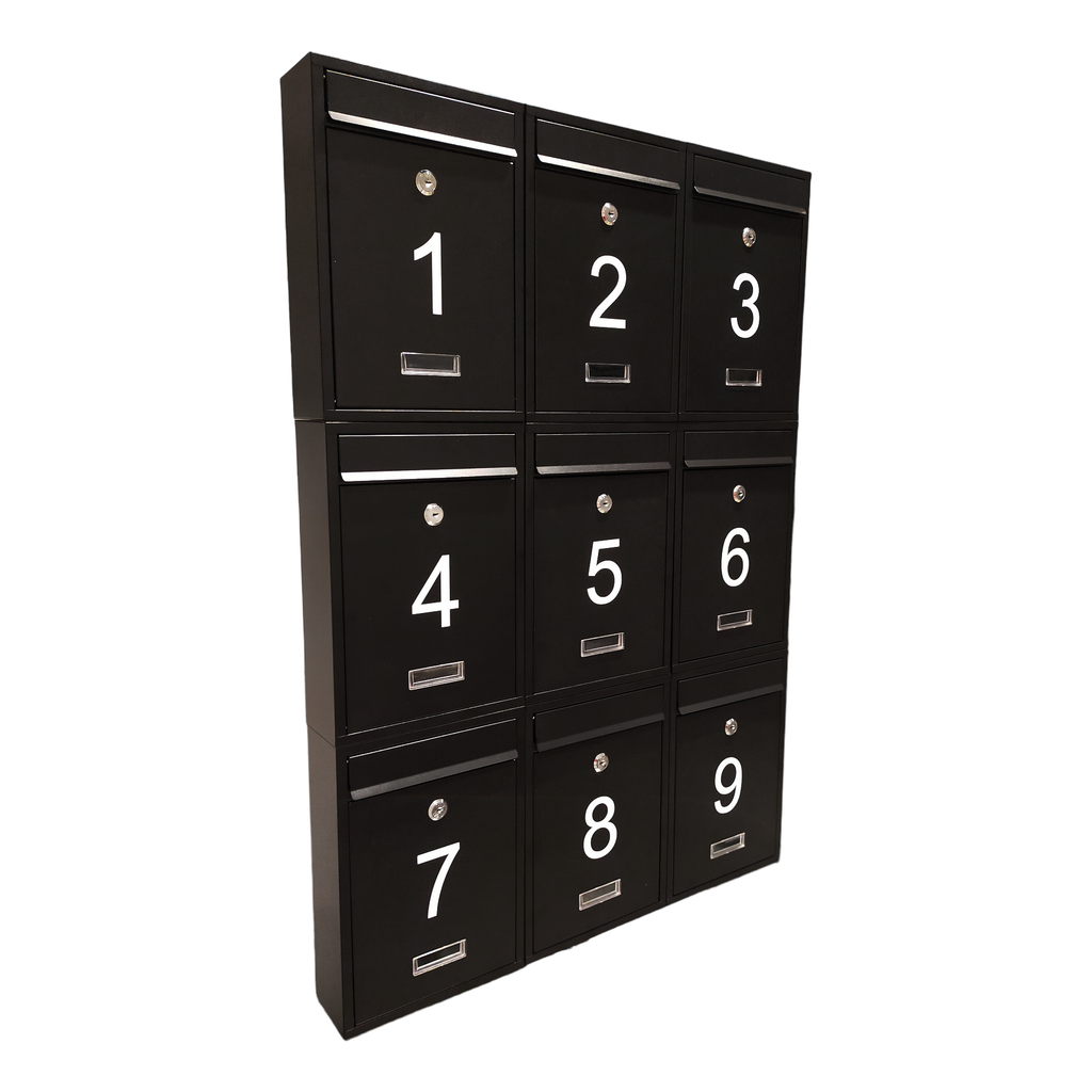 Personalised Black Steel Wall Mounted Post Box
