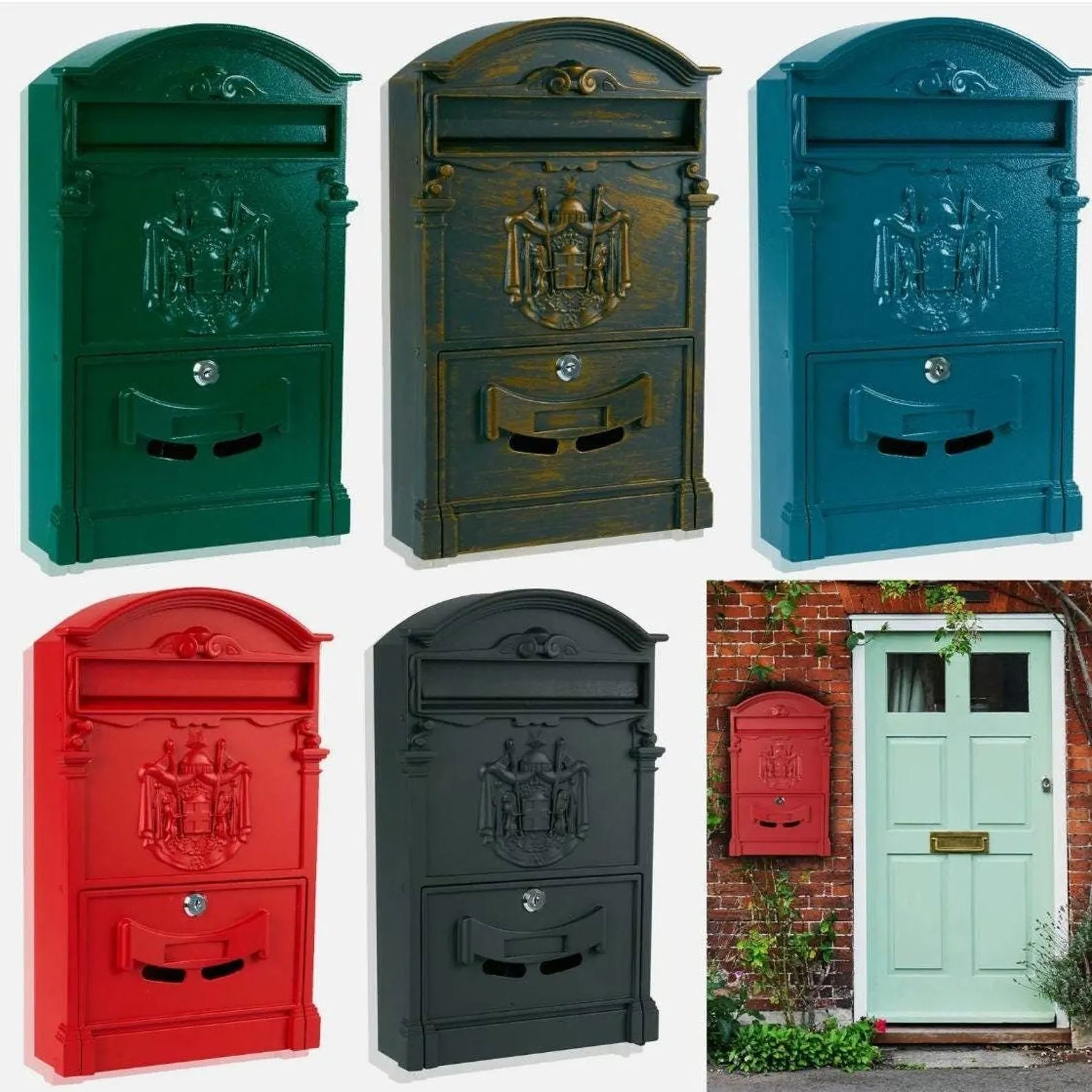 Large Lockable Vintage Post Box Multiple Colours BK Signs