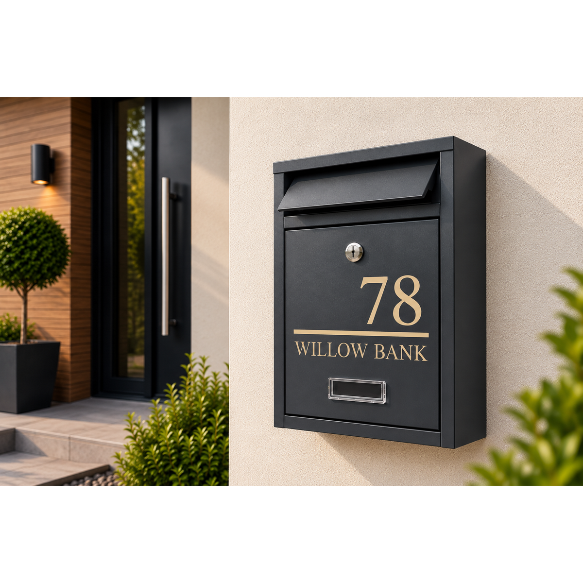 Personalised Anthracite Grey Steel Wall Mounted Post Box