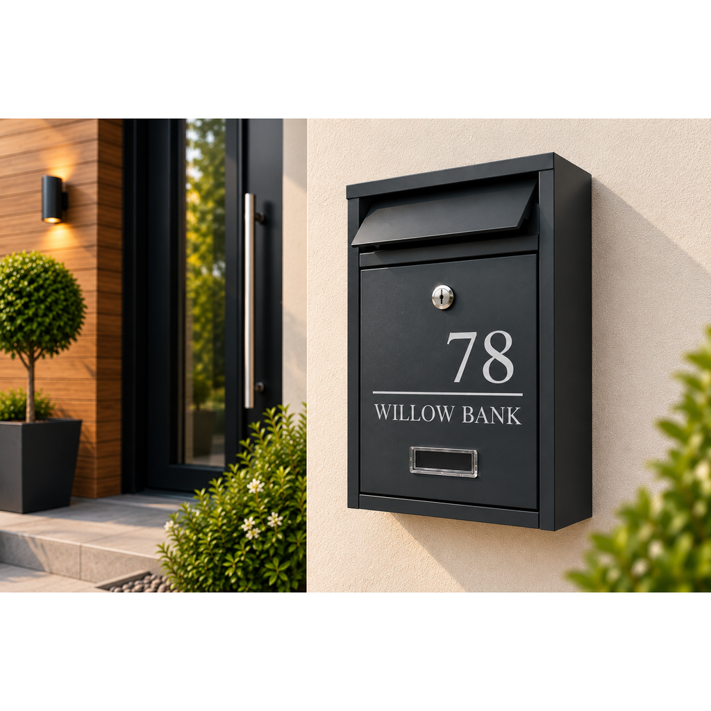 Personalised Anthracite Grey Steel Wall Mounted Post Box
