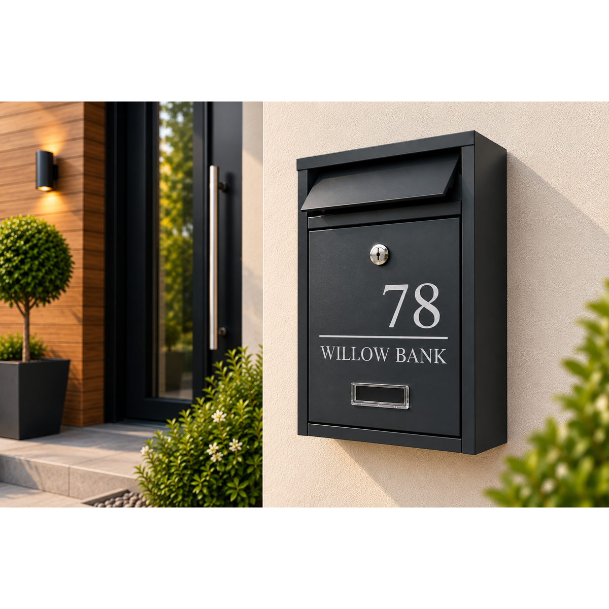 Personalised Anthracite Grey Steel Wall Mounted Post Box
