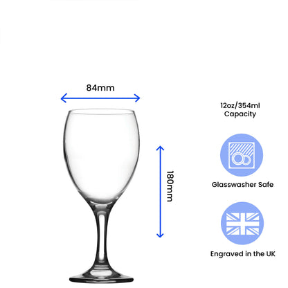 Engraved 12oz Imperial wine glass with wreath design - any Initials Image 3