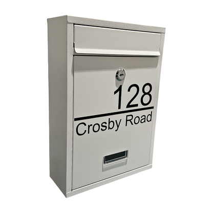 Personalised White Steel Wall Mounted Post Box