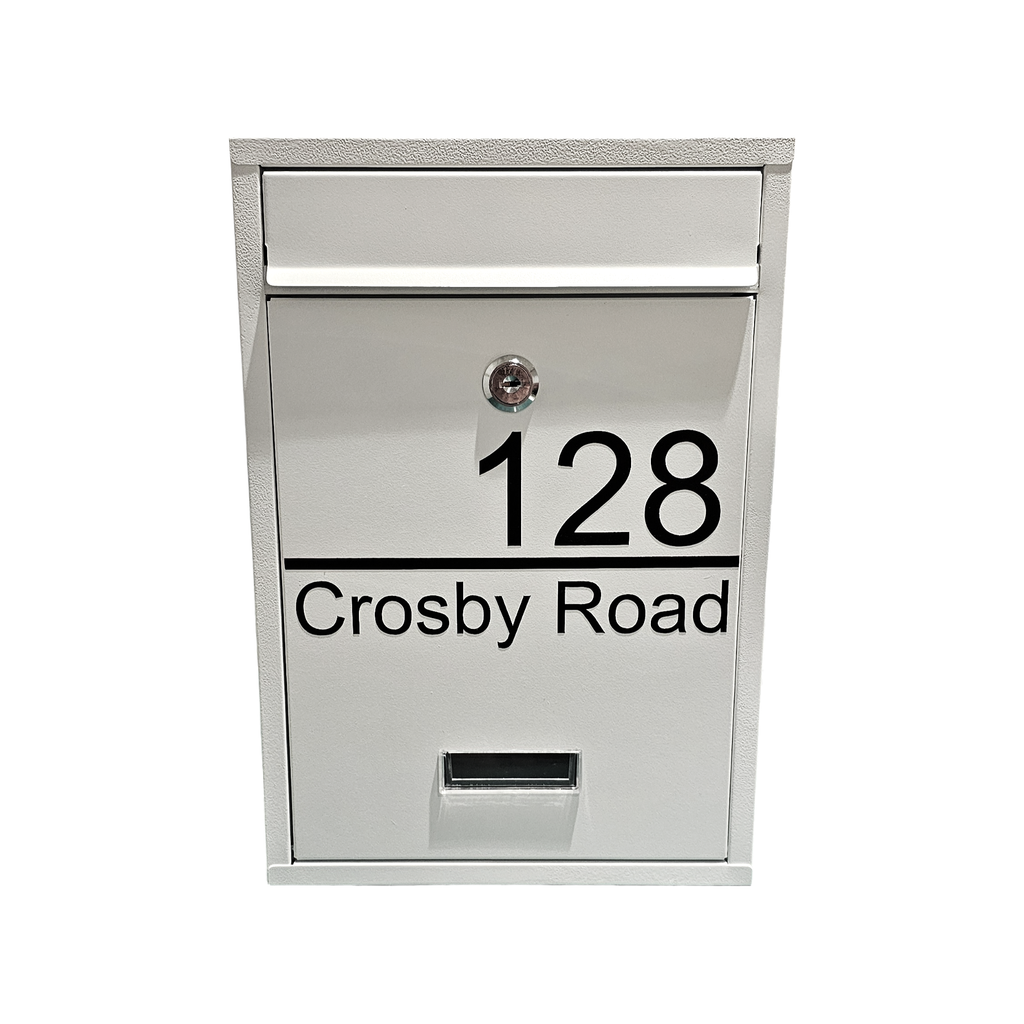 Personalised White Steel Wall Mounted Post Box